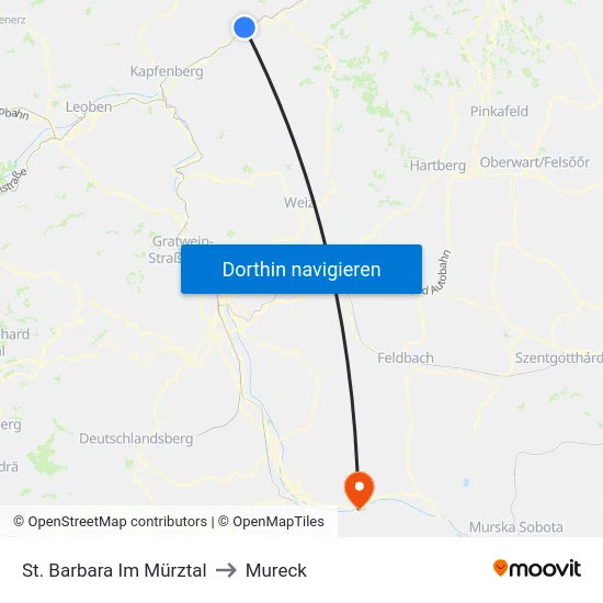 St. Barbara Im Mürztal to Mureck map