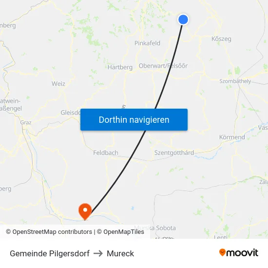 Gemeinde Pilgersdorf to Mureck map