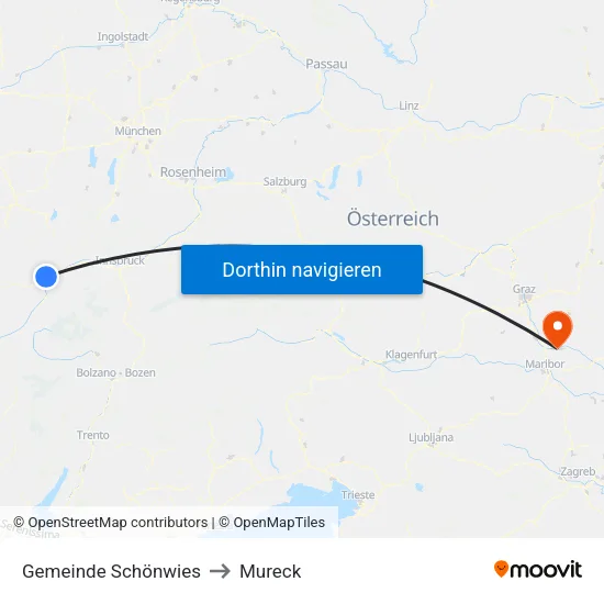 Gemeinde Schönwies to Mureck map