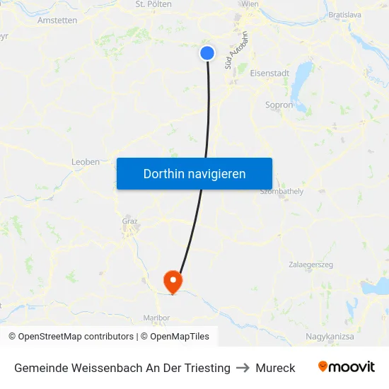Gemeinde Weissenbach An Der Triesting to Mureck map