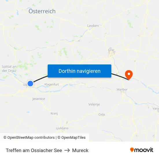 Treffen am Ossiacher See to Mureck map