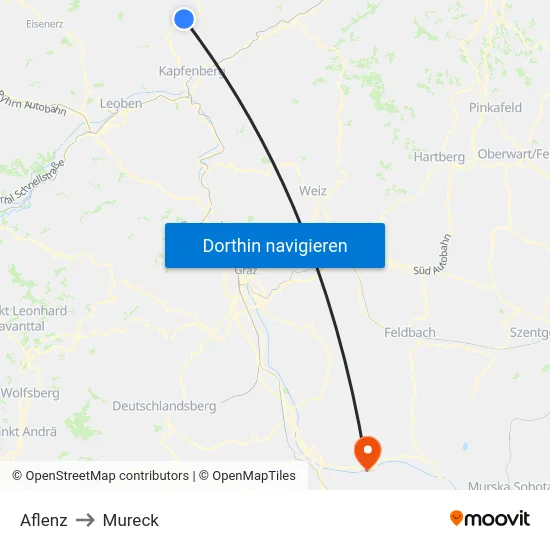 Aflenz to Mureck map