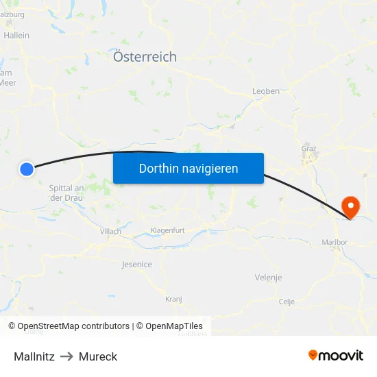 Mallnitz to Mureck map