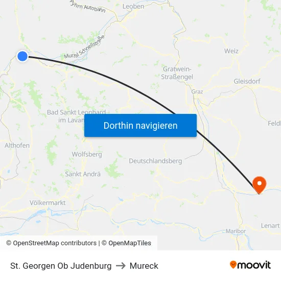 St. Georgen Ob Judenburg to Mureck map