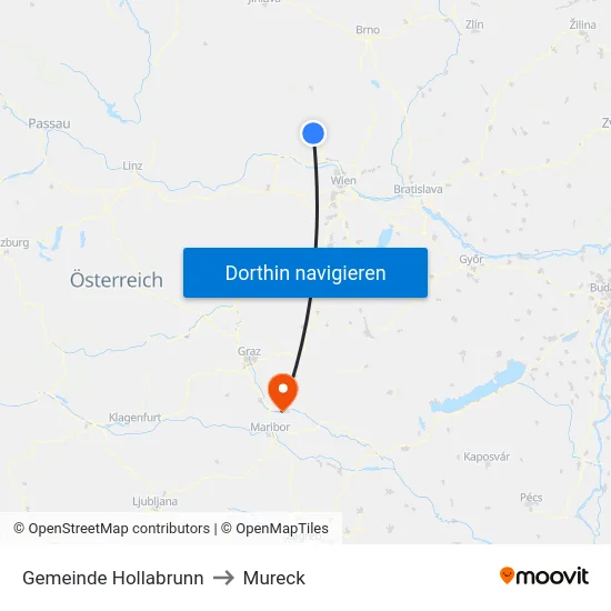 Gemeinde Hollabrunn to Mureck map