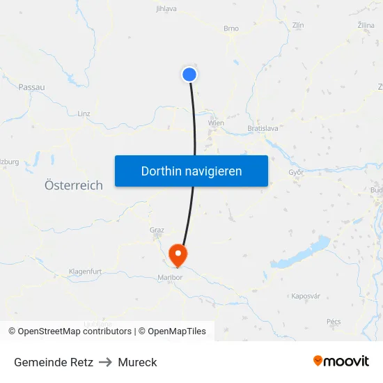 Gemeinde Retz to Mureck map
