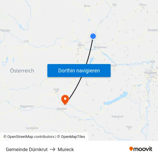 Gemeinde Dürnkrut to Mureck map
