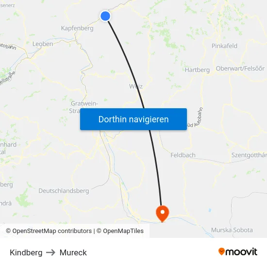 Kindberg to Mureck map