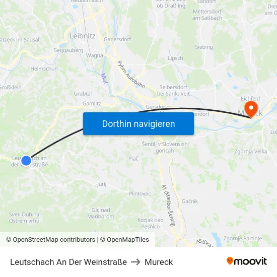 Leutschach An Der Weinstraße to Mureck map