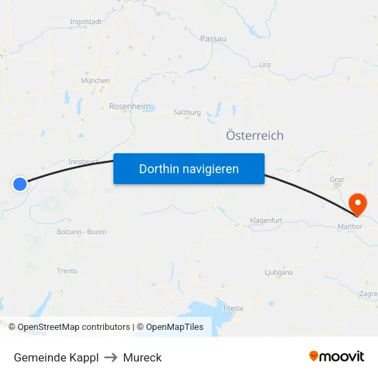 Gemeinde Kappl to Mureck map