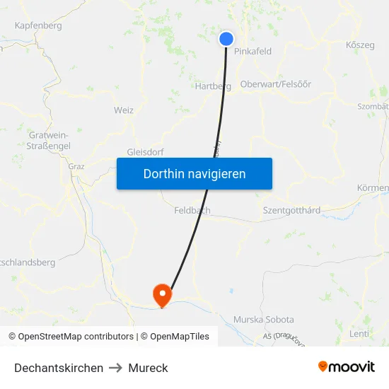 Dechantskirchen to Mureck map
