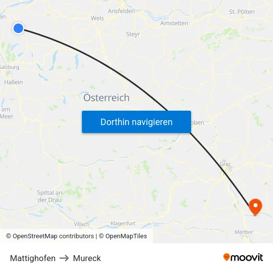Mattighofen to Mureck map
