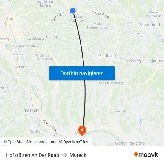 Hofstätten An Der Raab to Mureck map