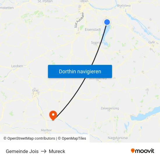 Gemeinde Jois to Mureck map