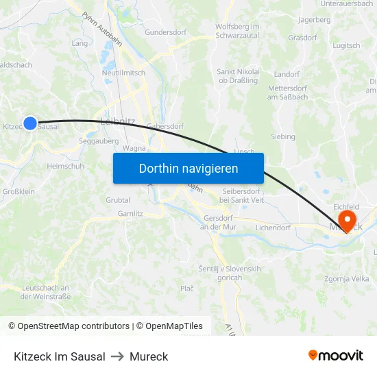 Kitzeck Im Sausal to Mureck map