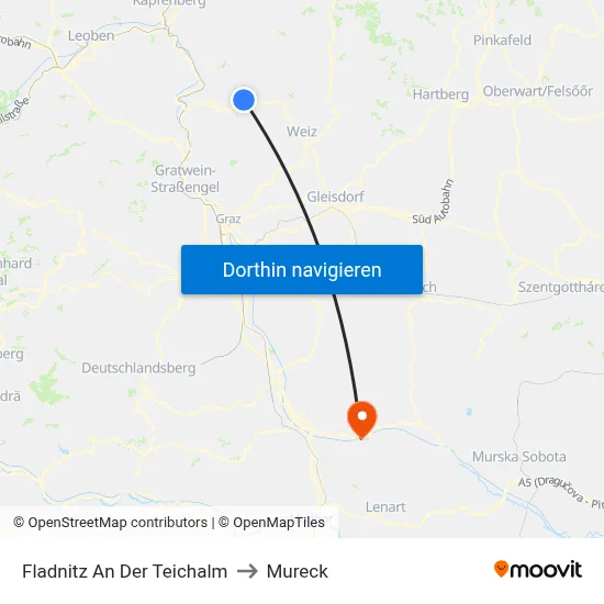 Fladnitz An Der Teichalm to Mureck map