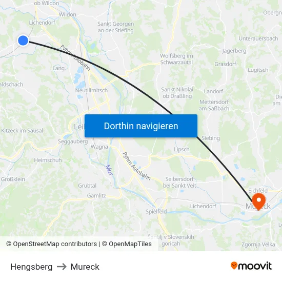 Hengsberg to Mureck map