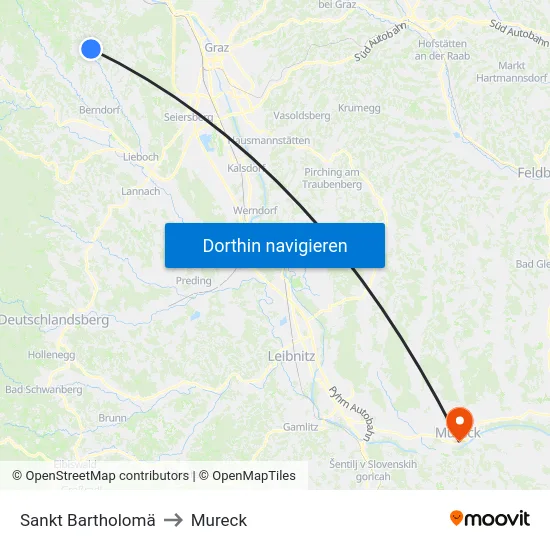 Sankt Bartholomä to Mureck map