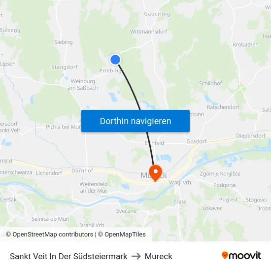 Sankt Veit In Der Südsteiermark to Mureck map