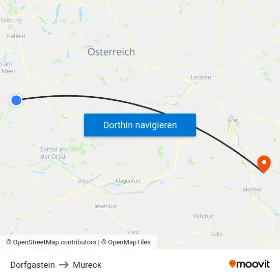 Dorfgastein to Mureck map