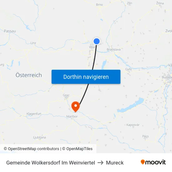 Gemeinde Wolkersdorf Im Weinviertel to Mureck map