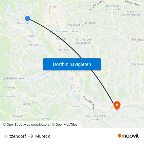 Hitzendorf to Mureck map