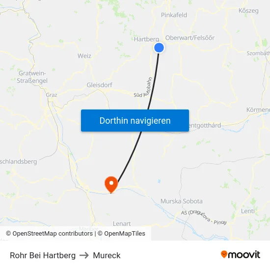 Rohr Bei Hartberg to Mureck map