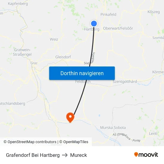 Grafendorf Bei Hartberg to Mureck map