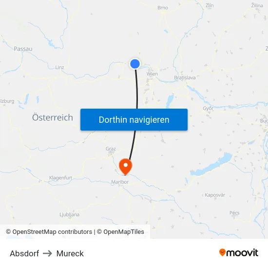 Absdorf to Mureck map