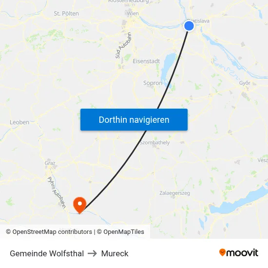 Gemeinde Wolfsthal to Mureck map