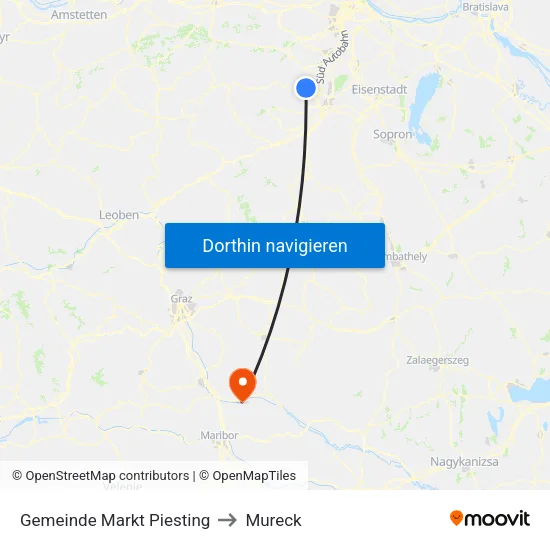 Gemeinde Markt Piesting to Mureck map