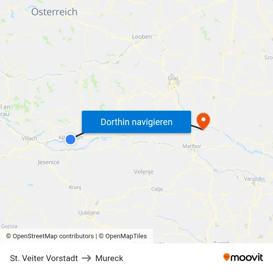 St. Veiter Vorstadt to Mureck map