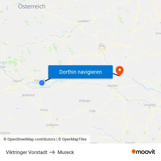 Viktringer Vorstadt to Mureck map