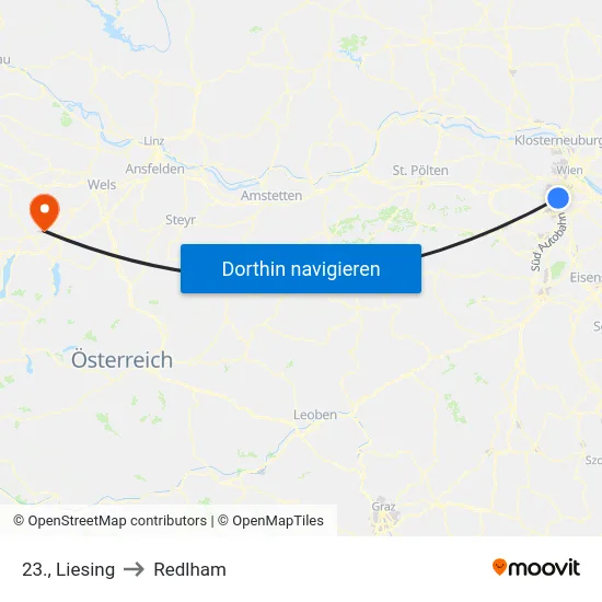 23., Liesing to Redlham map