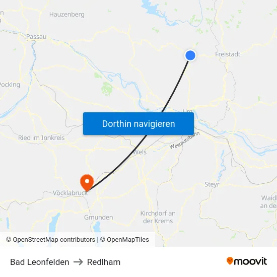 Bad Leonfelden to Redlham map