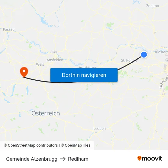 Gemeinde Atzenbrugg to Redlham map
