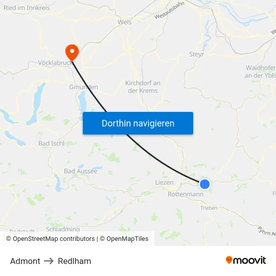 Admont to Redlham map