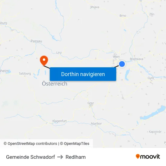Gemeinde Schwadorf to Redlham map
