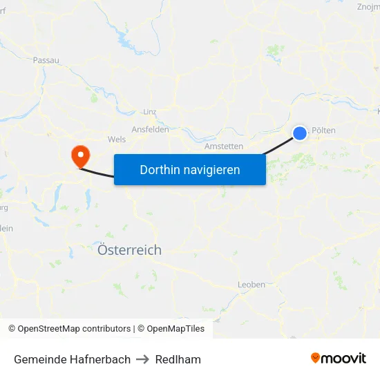 Gemeinde Hafnerbach to Redlham map