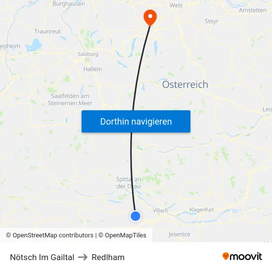 Nötsch Im Gailtal to Redlham map
