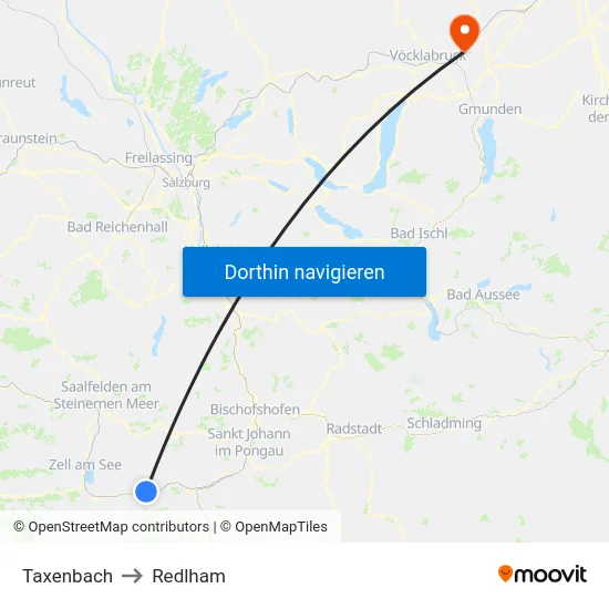Taxenbach to Redlham map