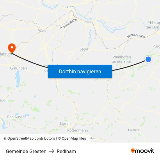 Gemeinde Gresten to Redlham map