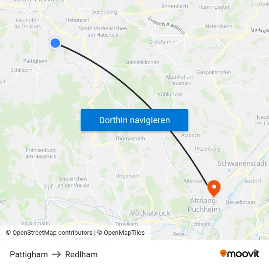 Pattigham to Redlham map