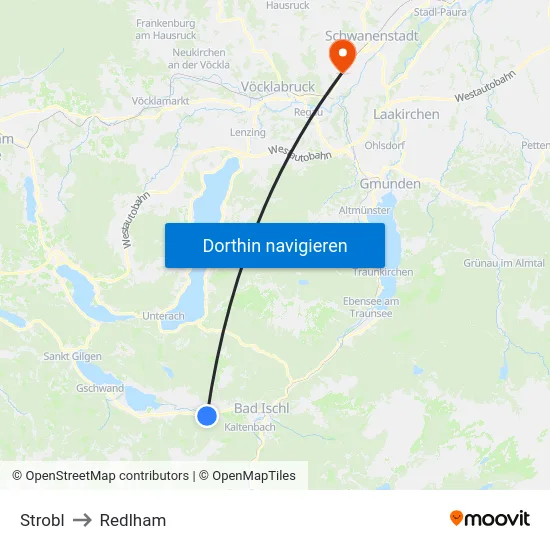 Strobl to Redlham map