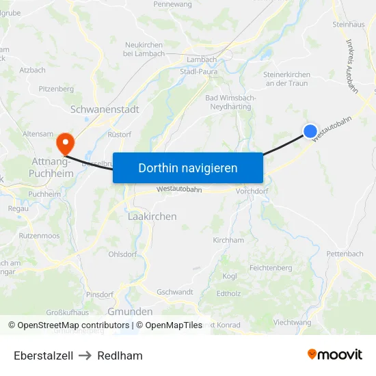 Eberstalzell to Redlham map