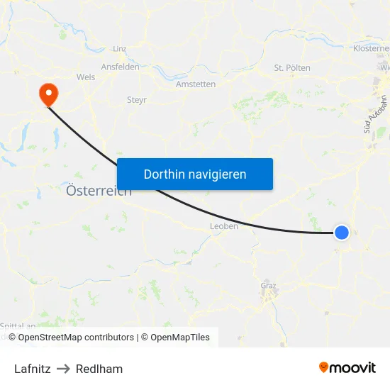 Lafnitz to Redlham map