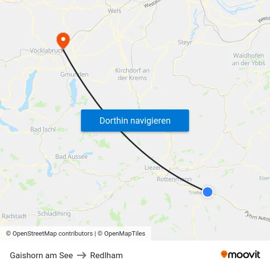 Gaishorn am See to Redlham map