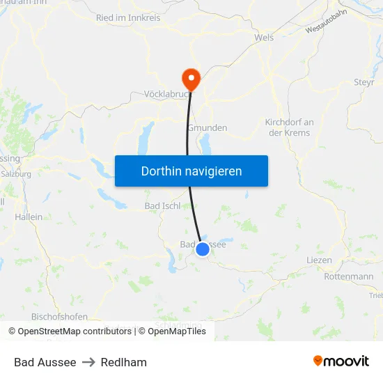 Bad Aussee to Redlham map
