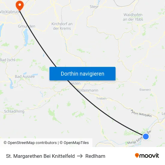 St. Margarethen Bei Knittelfeld to Redlham map