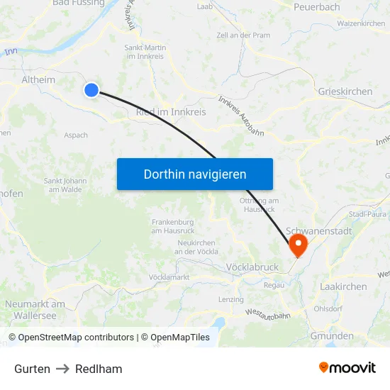 Gurten to Redlham map